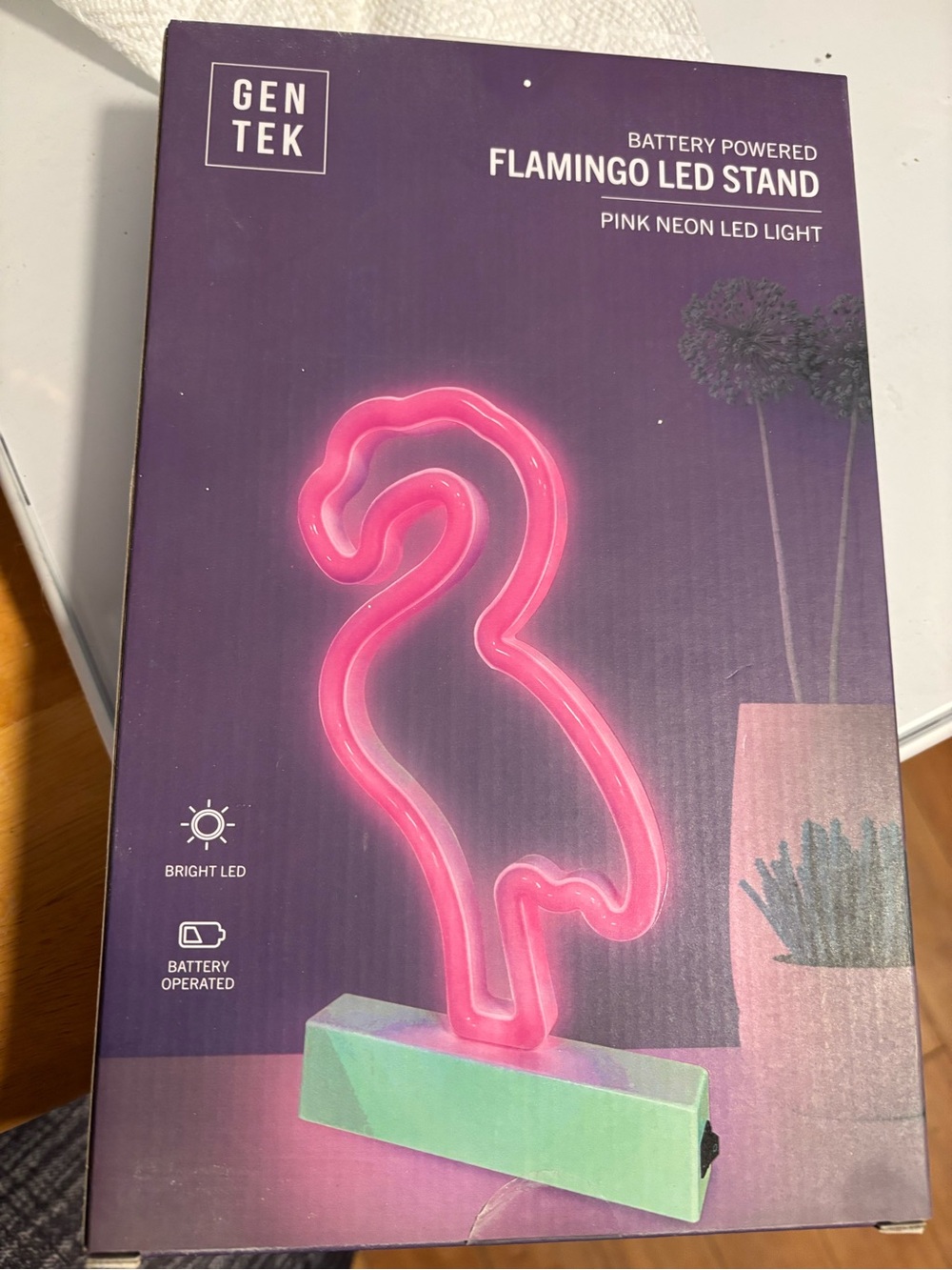 GenTek Pink Neon Flamingo LED Stand NIB